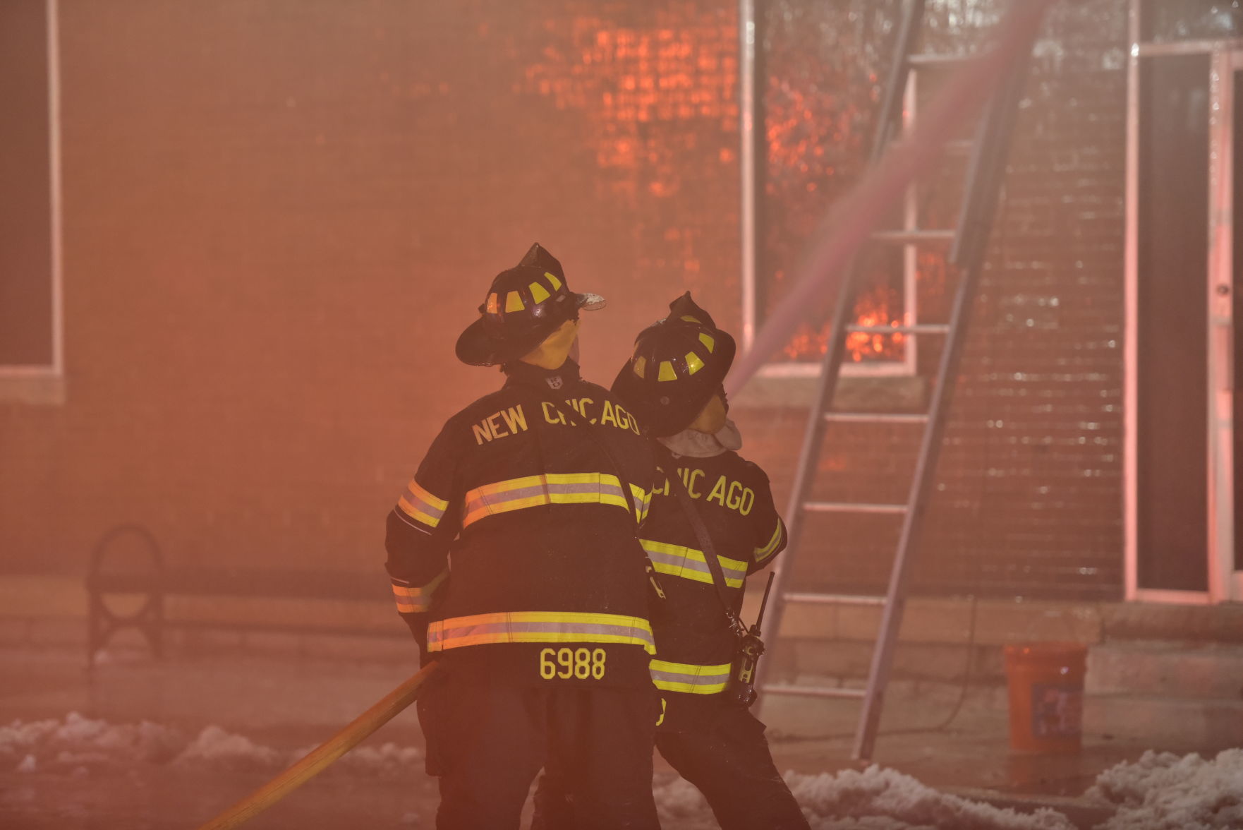 Crews battle fire at the Copper Penny